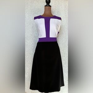 Peter Nygard Black, White and Purple A-Line Dress